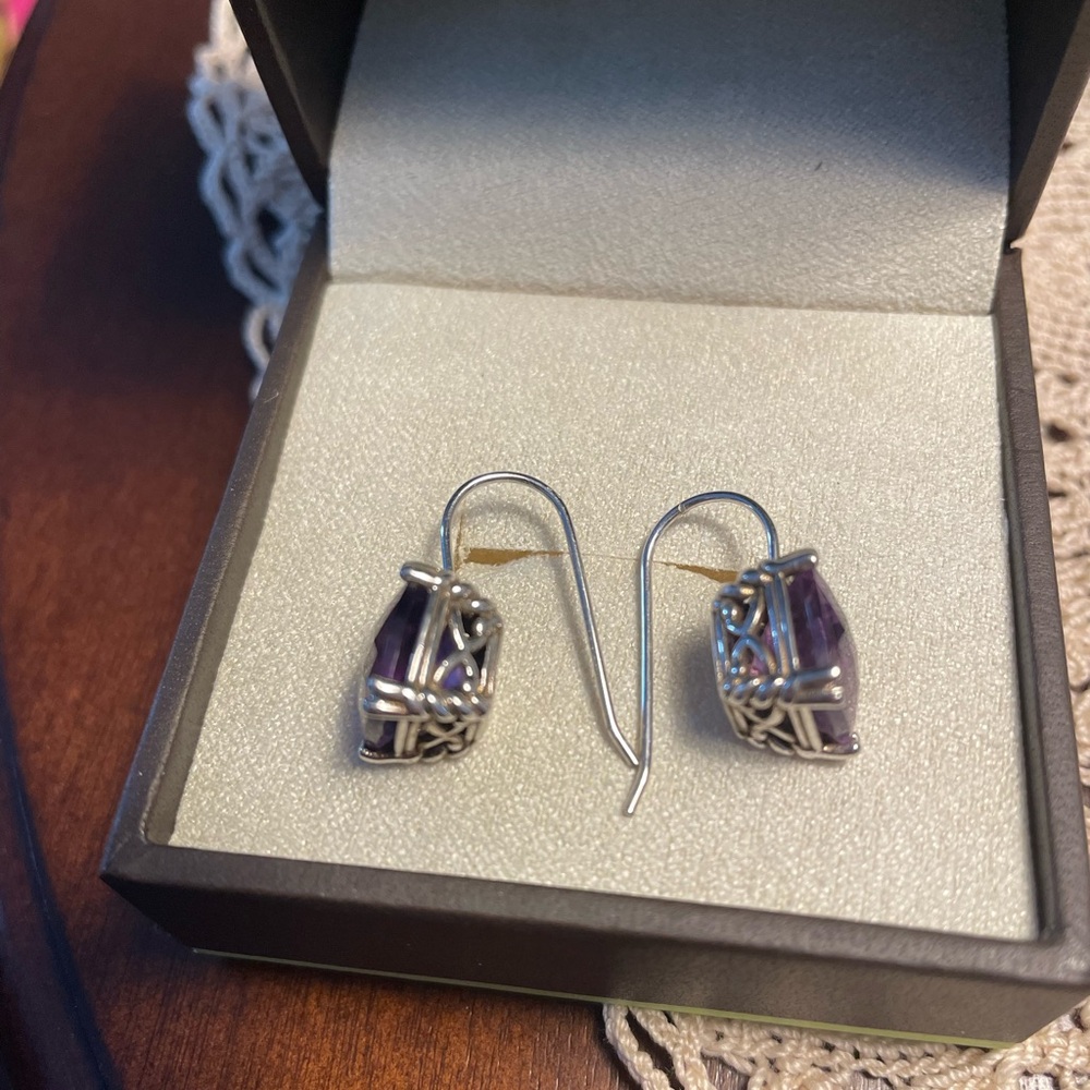 Ross-Simons Elegant Purple Amethyst Gemstone Earrings - Picture 2 of 3